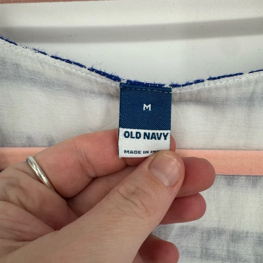 Old Navy Women's Royal Blue and  White Patterned Mini Dress Size Medium - Picture 5 of 5